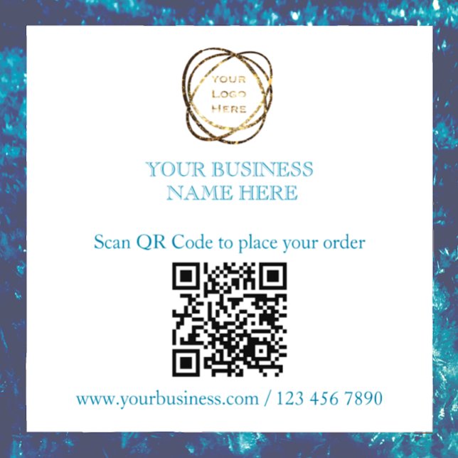 Vinilos Para Cristales Agrega tu código QR promocional negocio azul teal (Create your own QR code to scan for your business and promotional needs, customize text, add logo.)