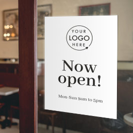 Vinilos Para Cristales Ahora abre | Blanco del logotipo del horario comer