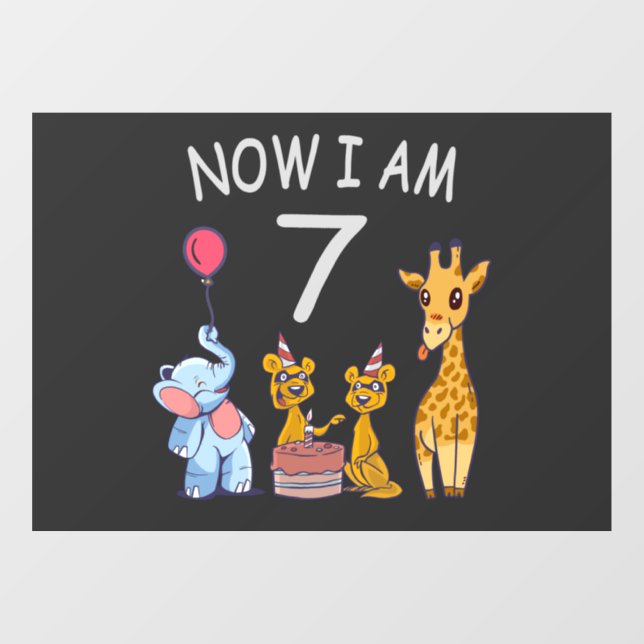 Vinilos Para Cristales Ahora tengo 7 años y séptimo cumpleaños en el zool (Hoja)