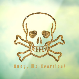 Vinilos Para Cristales ¡Ahoy, Me Corres! Hueso de oro pirata vintage