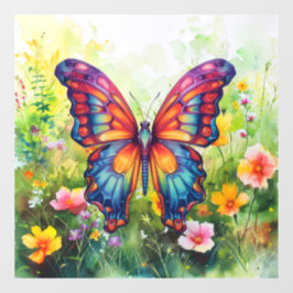 Vinilos Para Cristales Alas Naranjas azules de mariposa