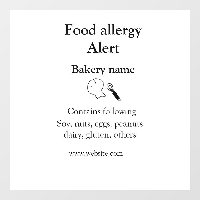 Vinilos Para Cristales Alerta de alergia al alimento añadir nombre de los (Hoja)