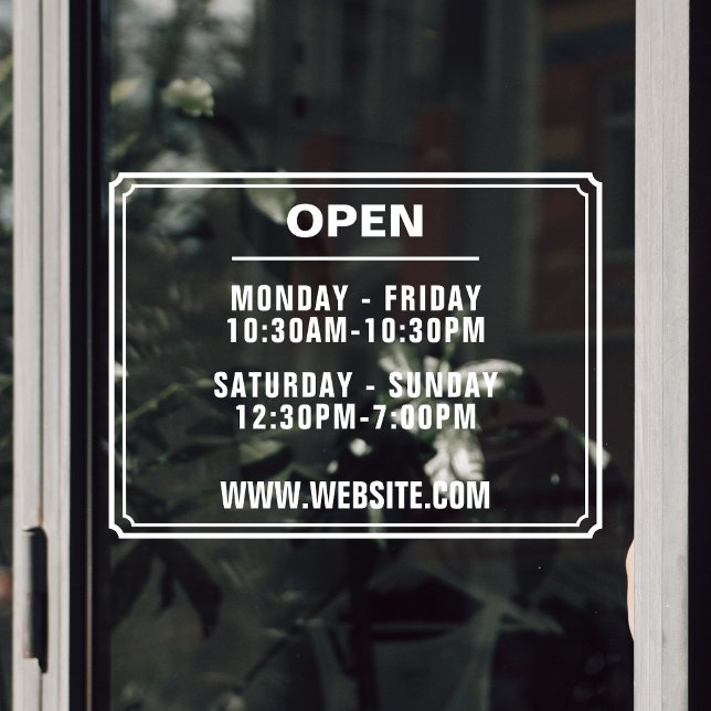 Vinilos Para Cristales Almacenar Horas De Operación Sitio Web Transparent (store hours of operation transparent door sticker with website)