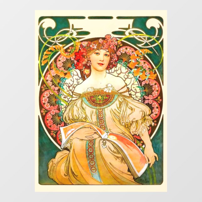 Vinilos Para Cristales Alphonse Mucha Art Nouveau Daydream (Hoja)