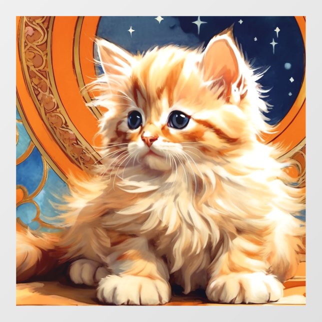 Vinilos Para Cristales Alphonse Mucha Art Nouveau Naranja Cat (Hoja)