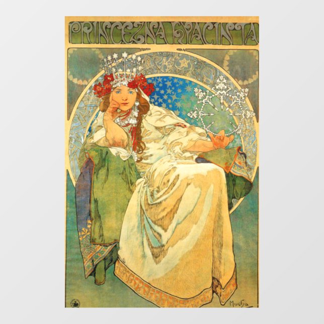 Vinilos Para Cristales Alphonse Mucha Art Nouveau Princess Hyacinth (Hoja)