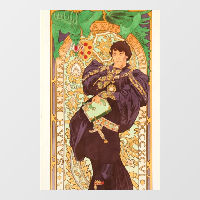 Vinilos Para Cristales Alphonse Mucha Prince y Dragon (Hoja)
