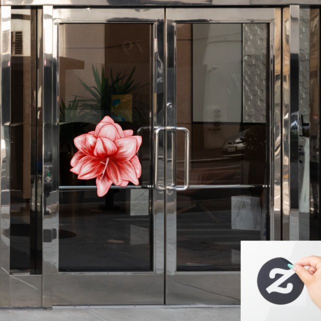 Vinilos Para Cristales Amarilis rosa y blanco ilustrados (Puerta de oficina)