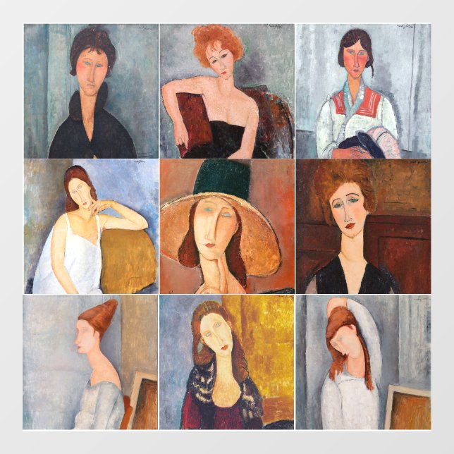 Vinilos Para Cristales Amedeo Modigliani - Collage de obras maestras (Hoja)