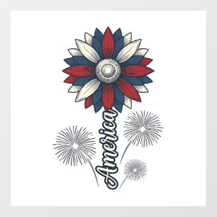 Vinilos Para Cristales América Patriótica Flor Fuegos Artificiales Diseño