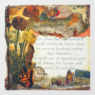 Vinilos Para Cristales Amistad Mariposas Flores Collage de Medios Mixtos