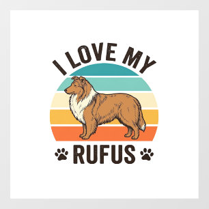 Vinilos Para Cristales Amo a mi diseño de perro vintage Rufus_1