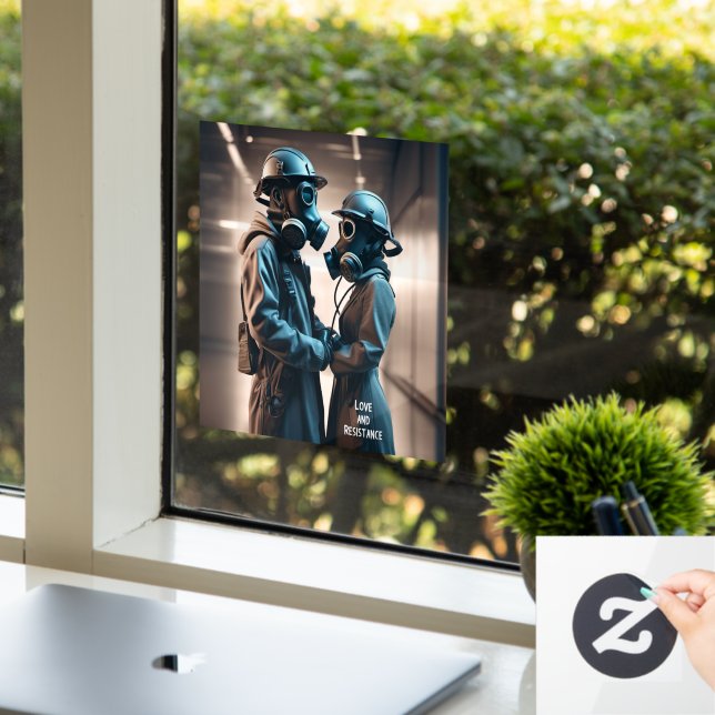 Vinilos Para Cristales AMOR Y RESISTENCIA Cine-scope Ventana Cling (Oficina)