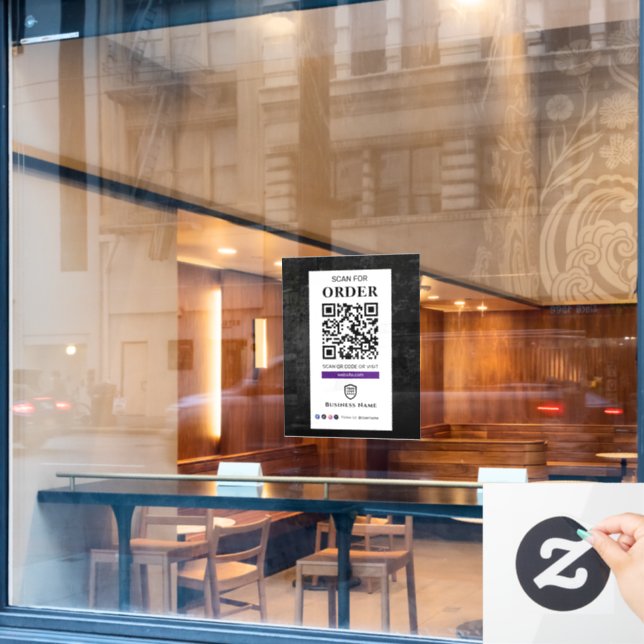Vinilos Para Cristales Análisis de código QR para solicitar | Restaurante (Ventana de cafetería)