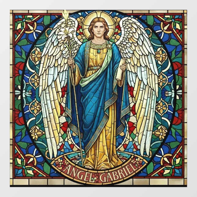 Vinilos Para Cristales Angel Gabriel Stained Glass Style Archangel Art (Hoja)