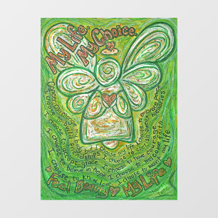 Vinilos Para Cristales Ángel verde con cáncer Poema de arte Cling
