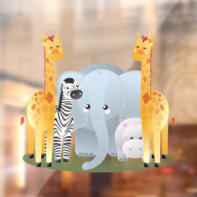 Vinilos Para Cristales Animales de la jungla del bebé (Hoja 2)