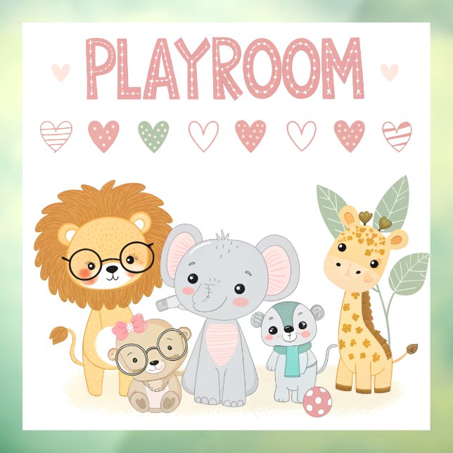 Vinilos Para Cristales Animales de la Jungla Lindos para Niños Personaliz (Hoja 3)