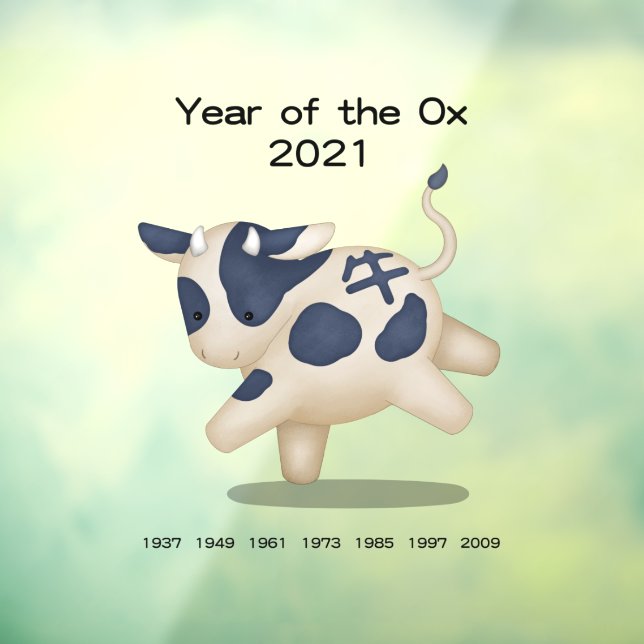 Vinilos Para Cristales Año de la deducción Ox Cute Zodiac Animal 2021 (Hoja 3)