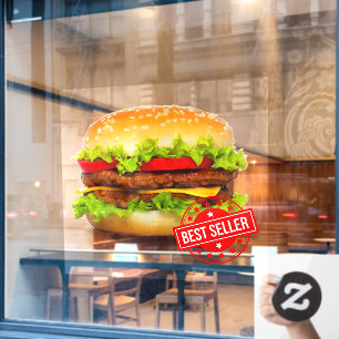 Vinilos Para Cristales Anuncio de la Hamburguesa Más Vendida Doble Cheese