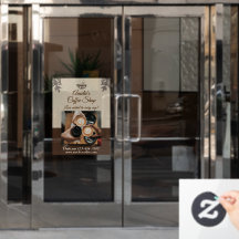 Anuncio de puerta frontal de negocio de café perso