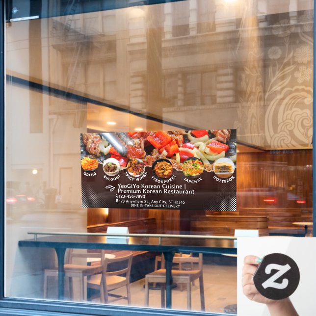 Vinilos Para Cristales Anuncio de restaurante de cocina coreana personali (Ventana de cafetería)