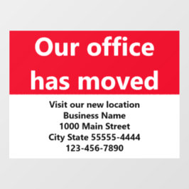 Vinilos Para Cristales Anuncio Rojo de Mudanza de Nuestra Oficina