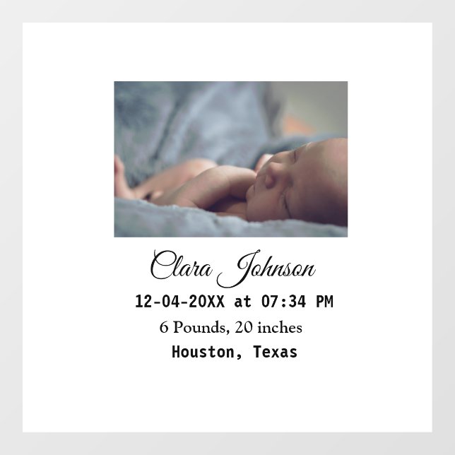 Vinilos Para Cristales Anuncios de nacimiento agregar foto fecha hora lug (Hoja)