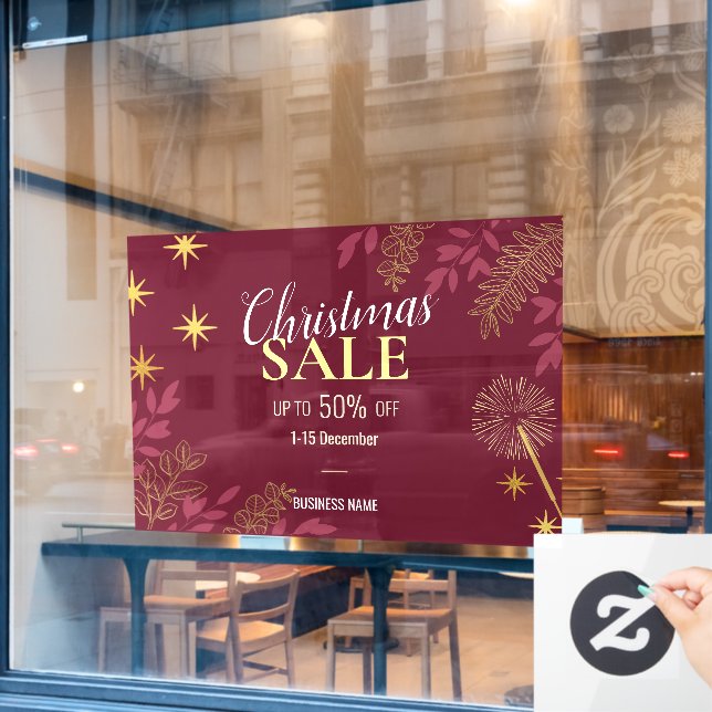 Vinilos Para Cristales Anuncios promocionales de ventas de Navidades rojo (Ventana de cafetería)
