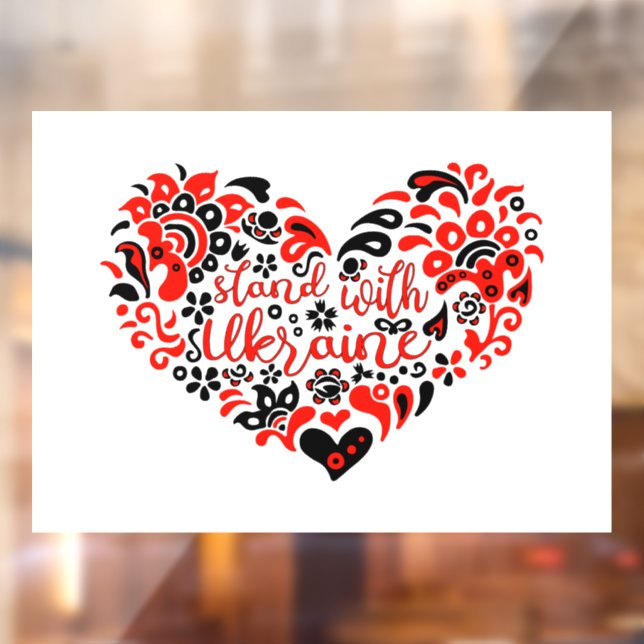 Vinilos Para Cristales Apoyar a Ucrania con letras y corazón (Hoja 2)