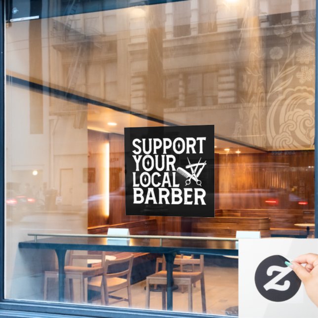 Vinilos Para Cristales Apoye su Barber local (Ventana de cafetería)