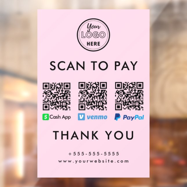 Vinilos Para Cristales App de efectivo Venmo Paypal QR Code Scan para pag (Hoja 2)