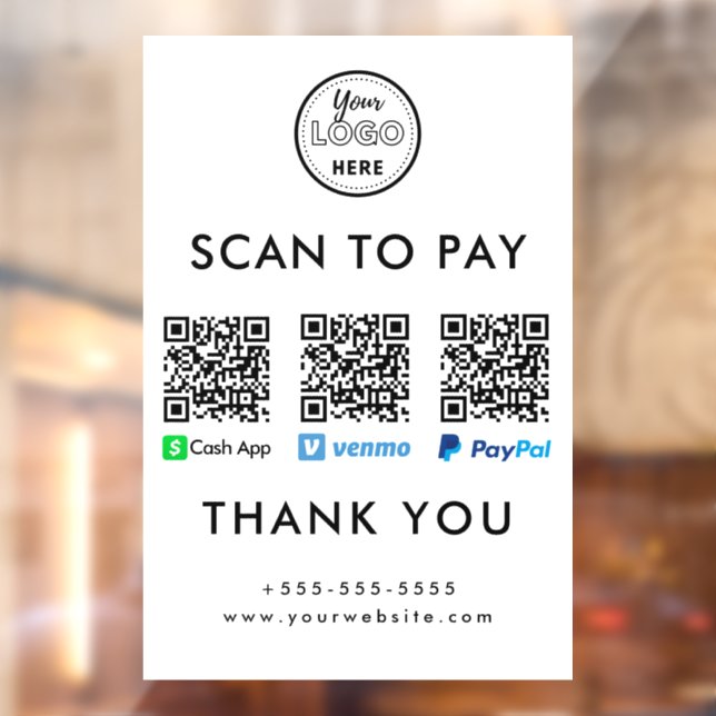 Vinilos Para Cristales App de efectivo Venmo Paypal QR Code Scan para pag (Hoja 2)