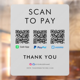 Vinilos Para Cristales App de Paypal Venmo Cash Scan para pagar gris de c