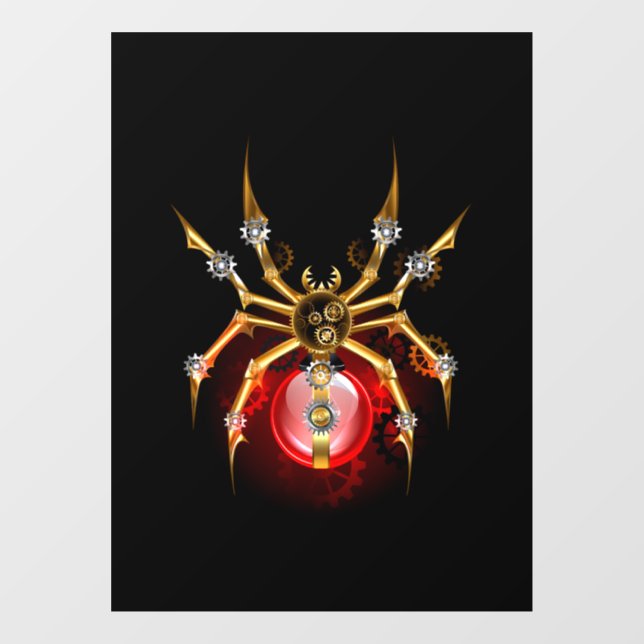 Vinilos Para Cristales Araña de vapor sobre negro (Hoja)