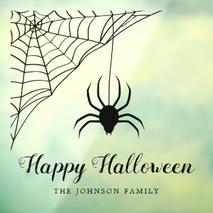 Vinilos Para Cristales Araña Negra Adorable Feliz Halloween
