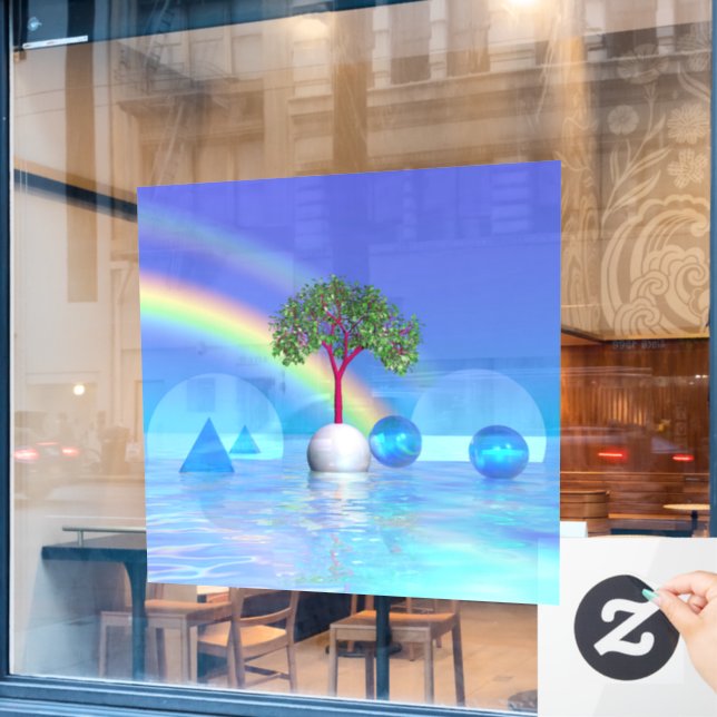 Vinilos Para Cristales Árbol arcoiris (Ventana de cafetería)
