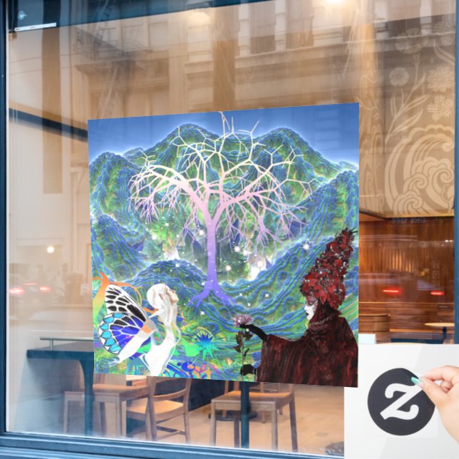 Vinilos Para Cristales Árbol de estrellas mágico (Ventana de cafetería)