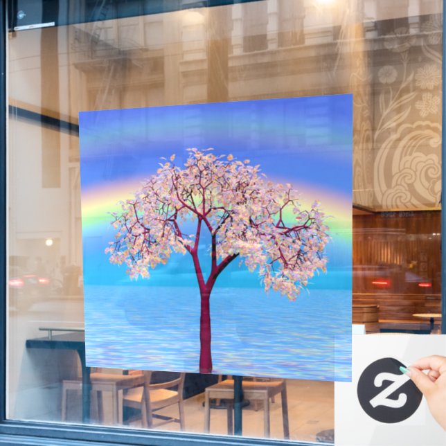 Vinilos Para Cristales Árbol de flores (Ventana de cafetería)