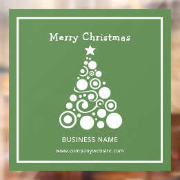 Vinilos Para Cristales Árbol de Navidad Blanco de Fiesta sobre Verde