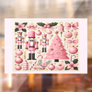 Vinilos Para Cristales Árbol de Navidad Cascanueces Rosa