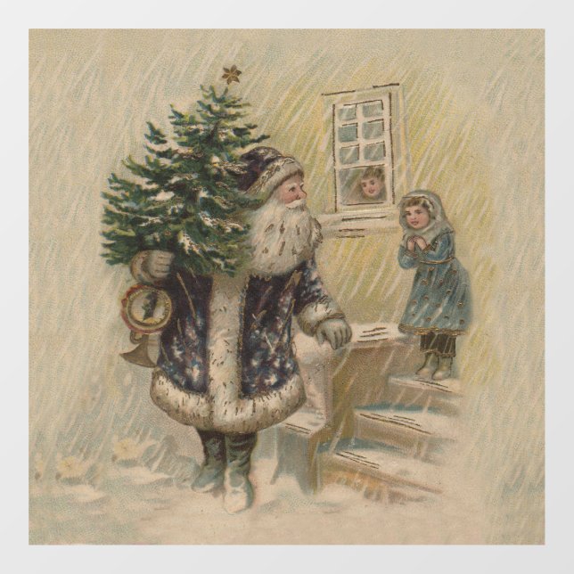 Vinilos Para Cristales Árbol de navidad de nieve de Santa Rosa (Hoja)