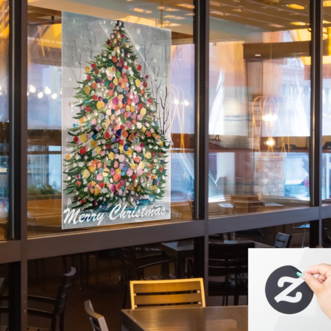 Vinilos Para Cristales Árbol de Navidad - Feliz Navidad (ventana del restaurante)