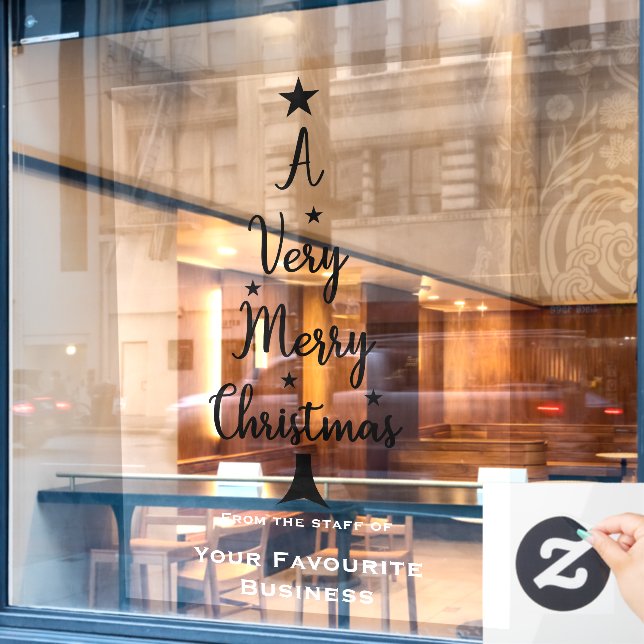 Vinilos Para Cristales árbol de Navidad guión estrellas blanco negro (Ventana de cafetería)