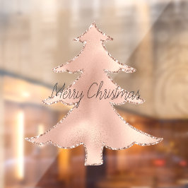 Vinilos Para Cristales Árbol de Navidad Rosa Oro Purpurina Peach