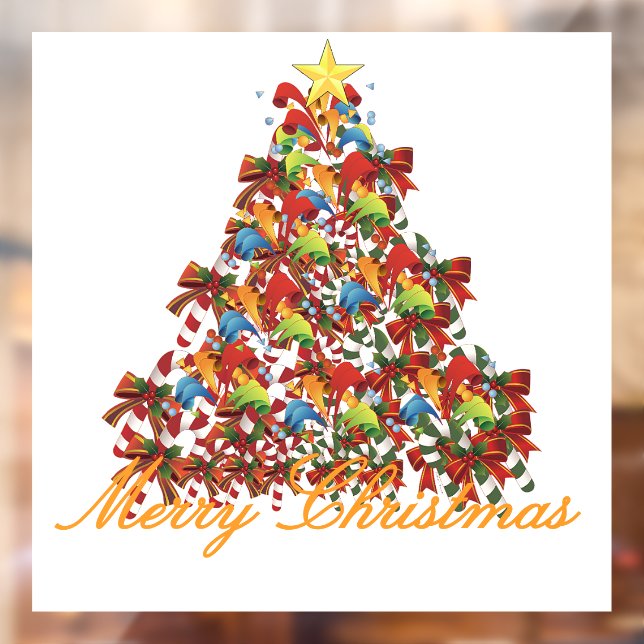 Vinilos Para Cristales Árbol Feliz de Navidad (Hoja 2)
