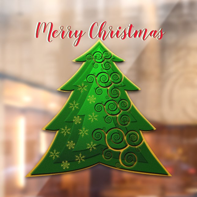 Vinilos Para Cristales Árbol verde de Navidad moderno (Hoja 2)