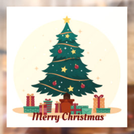 Vinilos Para Cristales Árbol vintage de Navidad