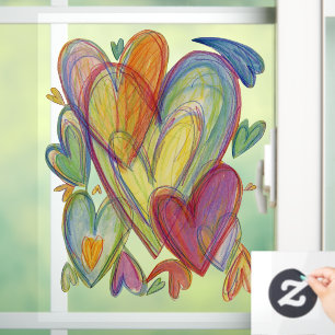 Vinilos Para Cristales Arcoiris Corazones Art Decoración Lluvia