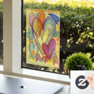 Vinilos Para Cristales Arcoiris Corazones Art Decoración Lluvia